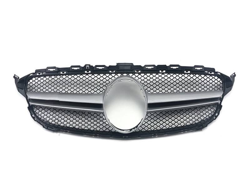 Auto Frontgrill Front Kühlergrille Für Benz W205 C205 S205 C43 C 2014-2021 C200 C260 C180 C250 C300 Für Coupe Für AMG Tuning GT Diamant Front Stoßstangengrill Frontgrill(14-18 Chrome Silvery) von ESSUE