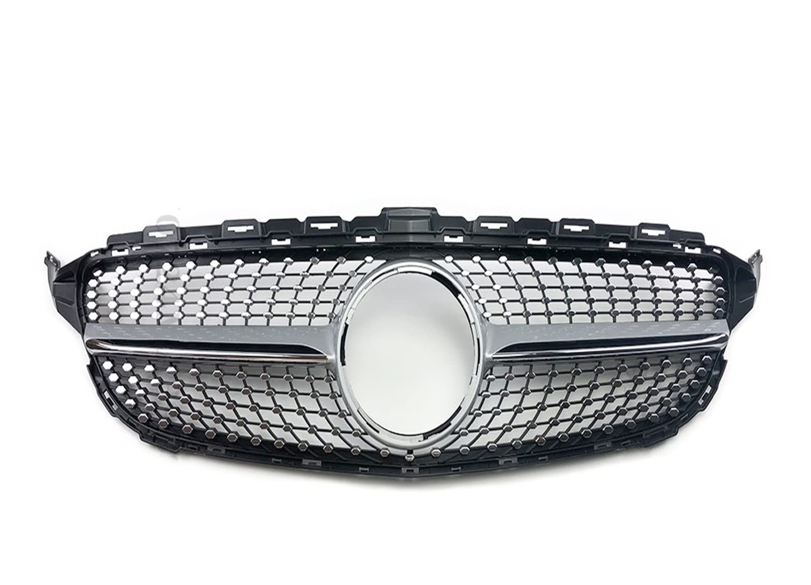 Auto Frontgrill Front Kühlergrille Für Benz W205 C205 S205 C43 C 2014-2021 C200 C260 C180 C250 C300 Für Coupe Für AMG Tuning GT Diamant Front Stoßstangengrill Frontgrill(14-18 Chrome Silvery-2) von ESSUE