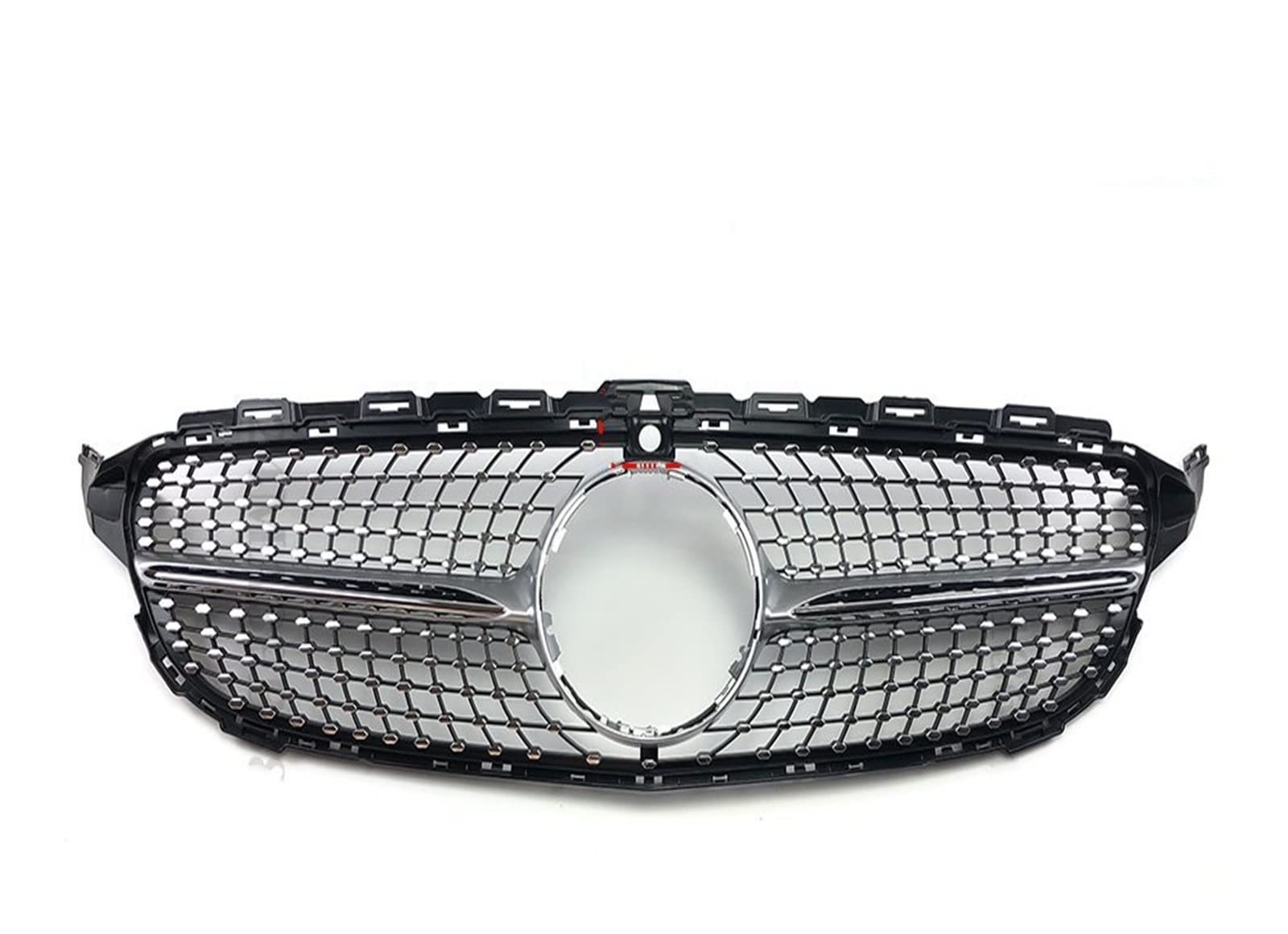 Auto Frontgrill Front Kühlergrille Für Benz W205 C205 S205 C43 C 2014-2021 C200 C260 C180 C250 C300 Für Coupe Für AMG Tuning GT Diamant Front Stoßstangengrill Frontgrill(14-18Silver with Cam-2) von ESSUE