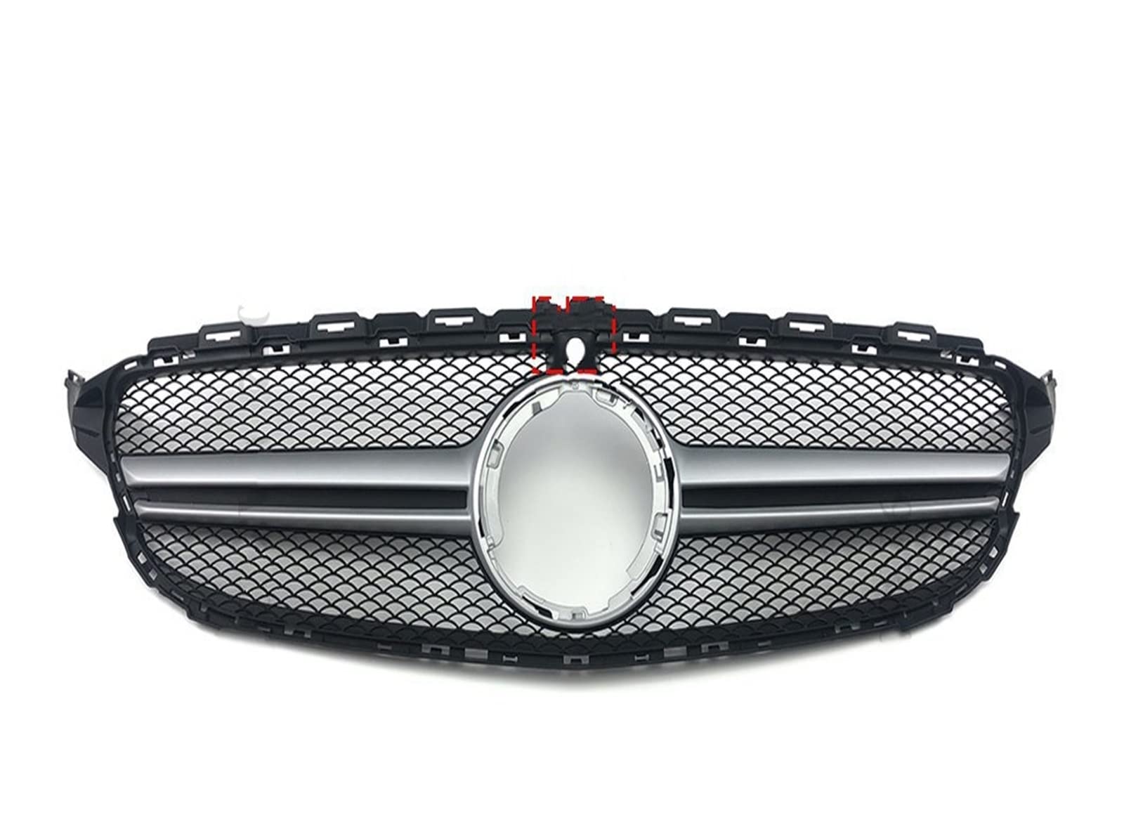 Auto Frontgrill Front Kühlergrille Für Benz W205 C205 S205 C43 C 2014-2021 C200 C260 C180 C250 C300 Für Coupe Für AMG Tuning GT Diamant Front Stoßstangengrill Frontgrill(19-21Silver with Cam) von ESSUE