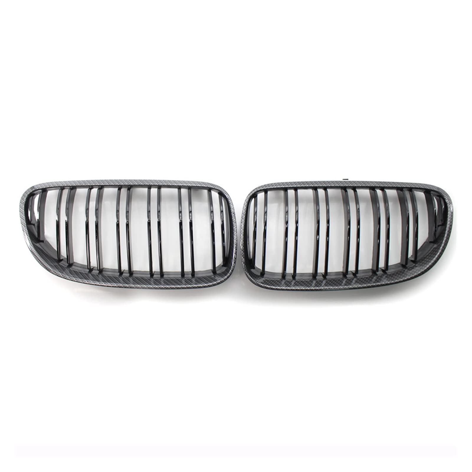 Auto Frontgrill Front Kühlergrille Für E92 E93 320I 328i 335i 2 Türen 2010 2011 2012 Auto-Styling Glanzschwarz Dual Line Frontgrill Kühlergrill Nierengrill(Kohlefaser-Optik) von ESSUE