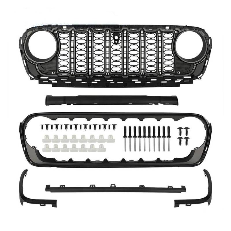 Auto Frontgrill Front Kühlergrille Für Jeep Für Wrangler Für JL 2018 2019 2020-2021 2022 2023 2024 Grille Upgrade AUF 2024 Front Gesicht Mitte Net Ändern Auto Teil von ESSUE