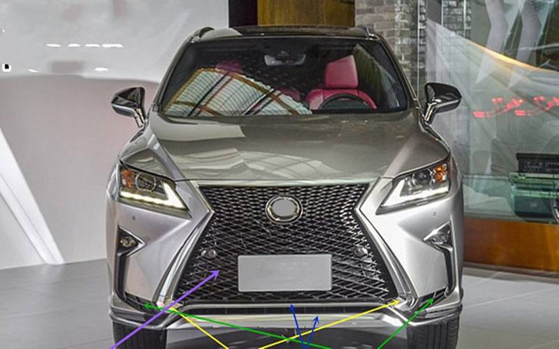 Auto Frontgrill Front Kühlergrille Für Lexus RX200t RX300 RX350 RX450h 2016 2017 2018 2019 Auto Vorderen Stoßfänger Grill Maske Kühlergrill(Gray) von ESSUE