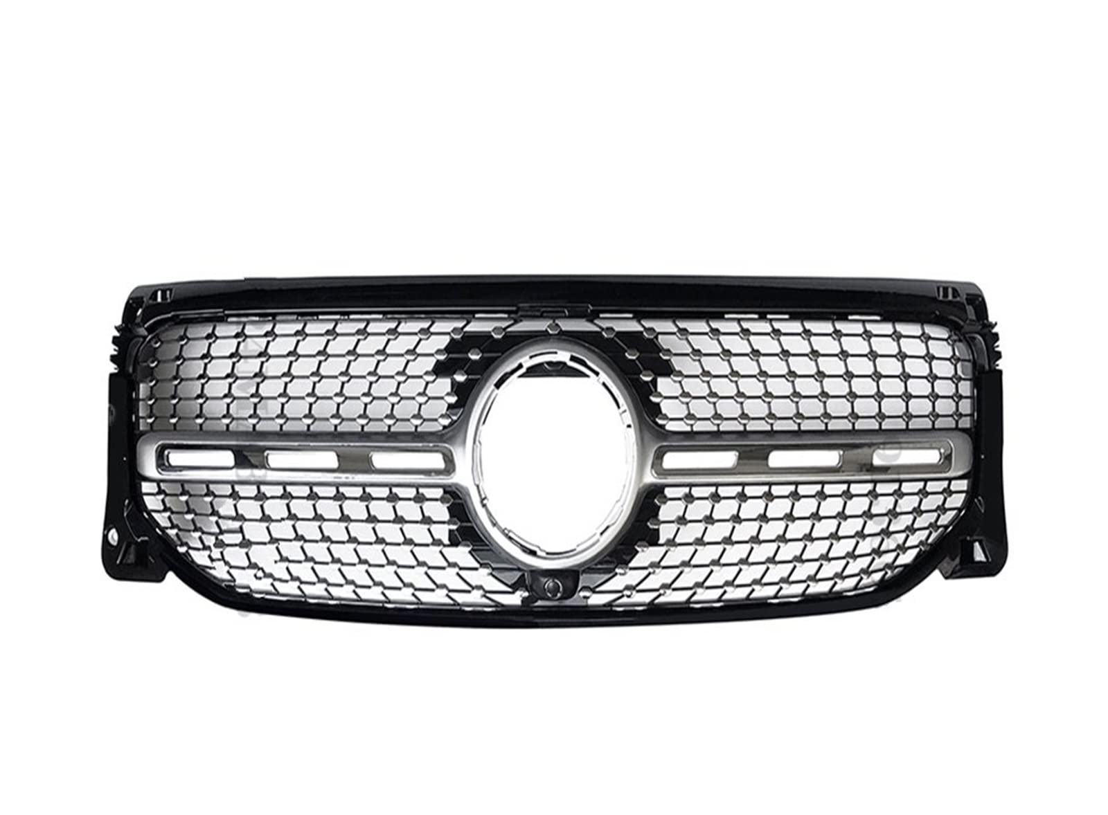 Auto Frontgrill Front Kühlergrille Haube Mesh Front Stoßstange Grille Für Benz Für GLB X247 W247 2019 2020 2021 2022 220 250 Für AMG Linie Für GT Diamant Stil Tuning Racing Grill(Diamond Silvery) von ESSUE