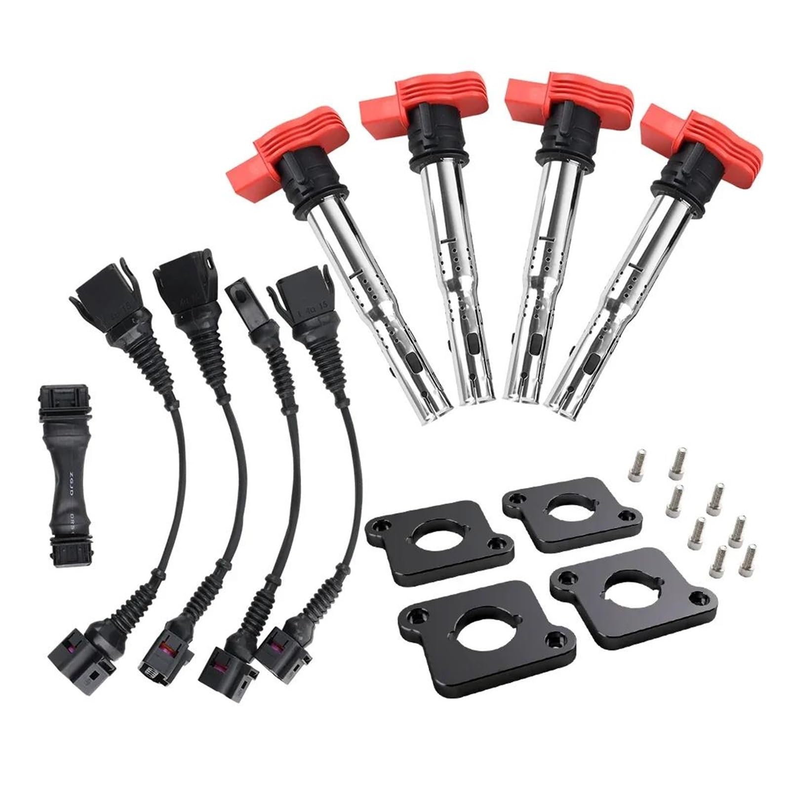 Zündspule Ganzes Set 2,0 T Zündspule ICM Harness R8 Coilpack Platten Coil Pack Set 97-99,5 1,8 T Für B5 Für A4 Für 3 Zu 4 Kontakte Zündmodul(Schwarz) von ESSUE