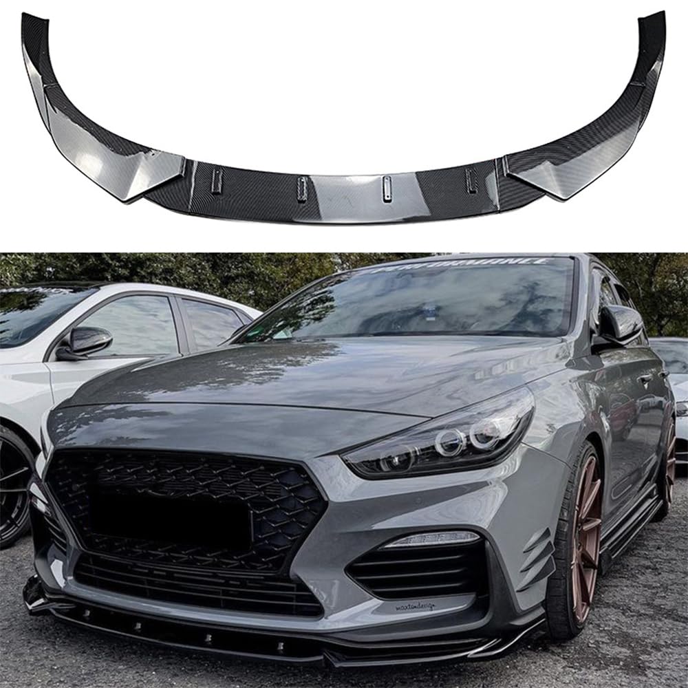 Auto Frontspoiler Frontlippe Spoiler für Hyundai i30N MK3 Pre 2017-2019, Auto Frontschürze Lippe Spoiler ABS Kinnschutz Frontstoßstange Splitter Diffusor Flügel Lippen,CarbonLook/A von ESUKAR