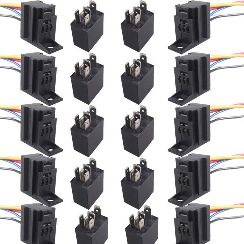 E Support™ 10 X 12V 30A 5-Polig SPDT KFZ Relais Schließer Auto Wechselrelais Leistungsrelais Buchse Stecker von ESUPPORT