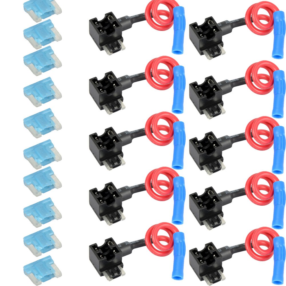 E Support™ 10Pcs 12V 24V ACN TAP Flachsicherungsadapter Sicherungshalter f¨¹r Spannungsabgriff KFZ Flachsicherungen Autosicherungs Low Profile von ESUPPORT