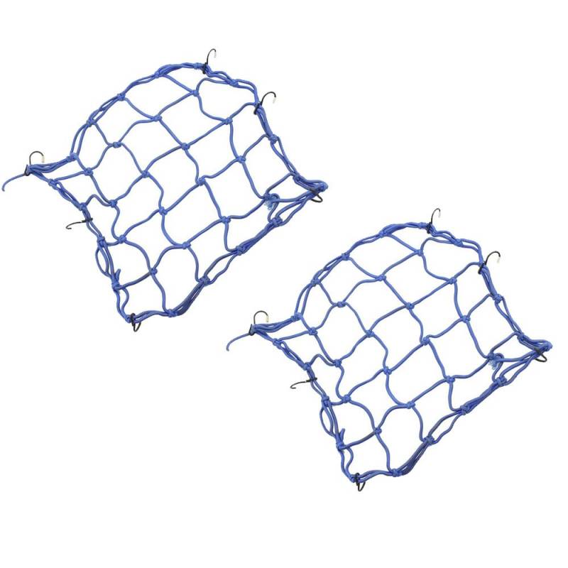 E Support 2 X Blau 6 Haken Motorrad Fahrradausrüstung Ladung Gepäck Mesh Bungee Net Motorräder Geländefahrzeuge Streckt 40 x 40cm von ESUPPORT