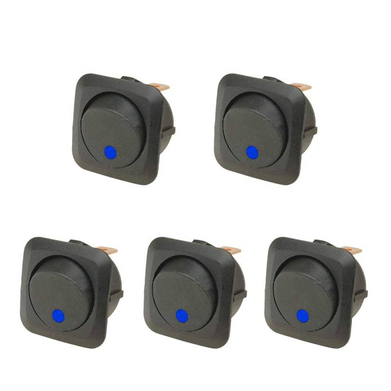 E Support™ 5 X 12V 25A Auto KFZ Schalter EIN/AUS Wippenschalter LED Beleuchtet Schalter Blau 25mm von ESUPPORT