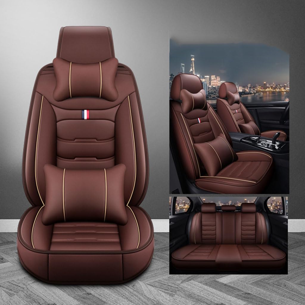 ESZXGVFK Voll Set Autositzbezüge für Lexus LS600H 4seats 2007-2015,Vorder Rück Sitzschoner Wasserdicht Verschleißfest Innenausstattungs Set Zubehör,A4-Brown von ESZXGVFK