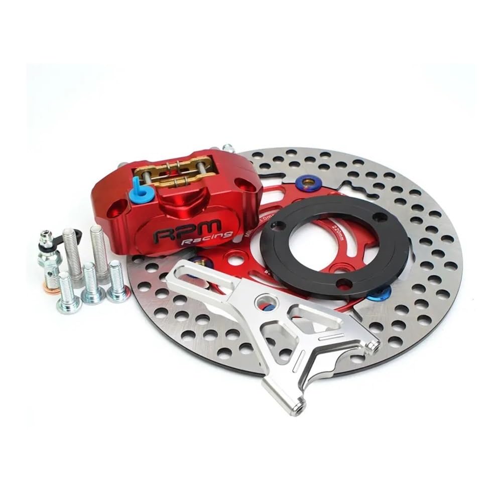 Bremsscheibe Rotor Hinten 220 Mm Motorradbremse U/min Bremssattel 220 Mm Scheibensatz Mit Halterung Universal 4 Kolben Für Roller Pit Street Dirt Bike von ESyem