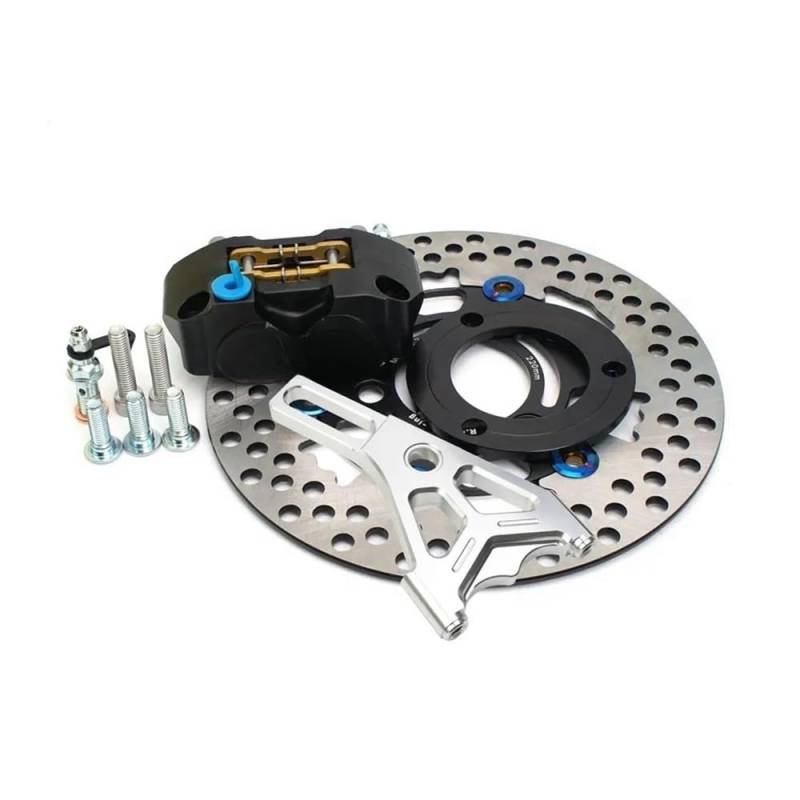 Bremsscheibe Rotor Hinten 220 Mm Motorradbremse U/min Bremssattel 220 Mm Scheibensatz Mit Halterung Universal 4 Kolben Für Roller Pit Street Dirt Bike von ESyem