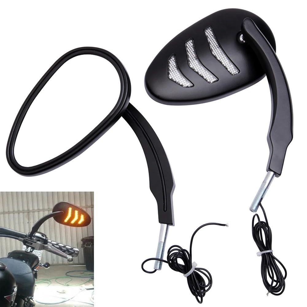 Motorrad-Rückspiegel Motorrad LED Rückspiegel Mit Blinker Für H&Arley Für Davidson Für Road King Rückansicht Seiten Spiegel Licht Zubehör von ESyem