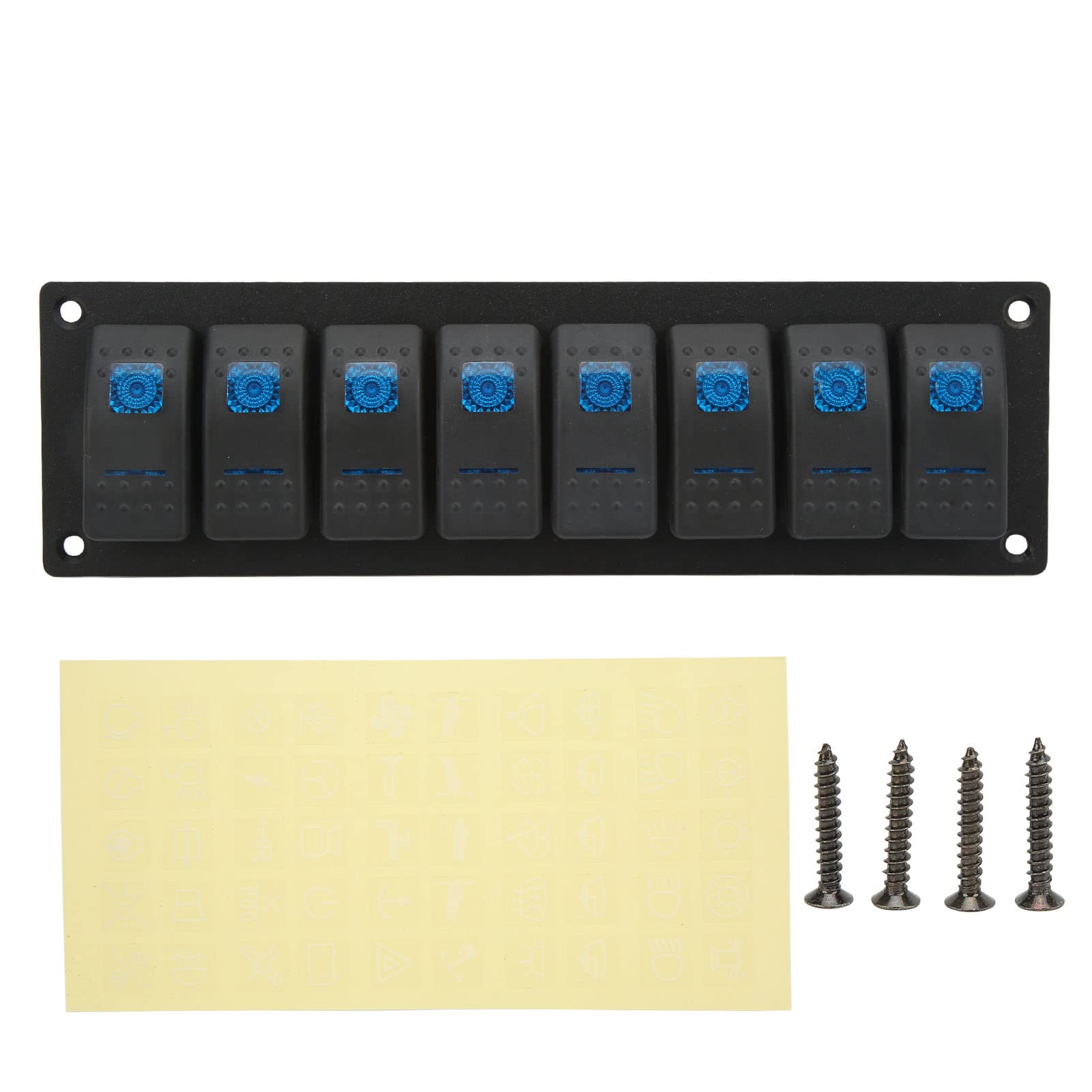 8-fach Wippschalter-Panel, IP66, wasserdicht, blaue Hintergrundbeleuchtung, 12–24 V DC, Wohnmobil, Auto, LKW, Boot, Motorrad von ETAINGYEUN