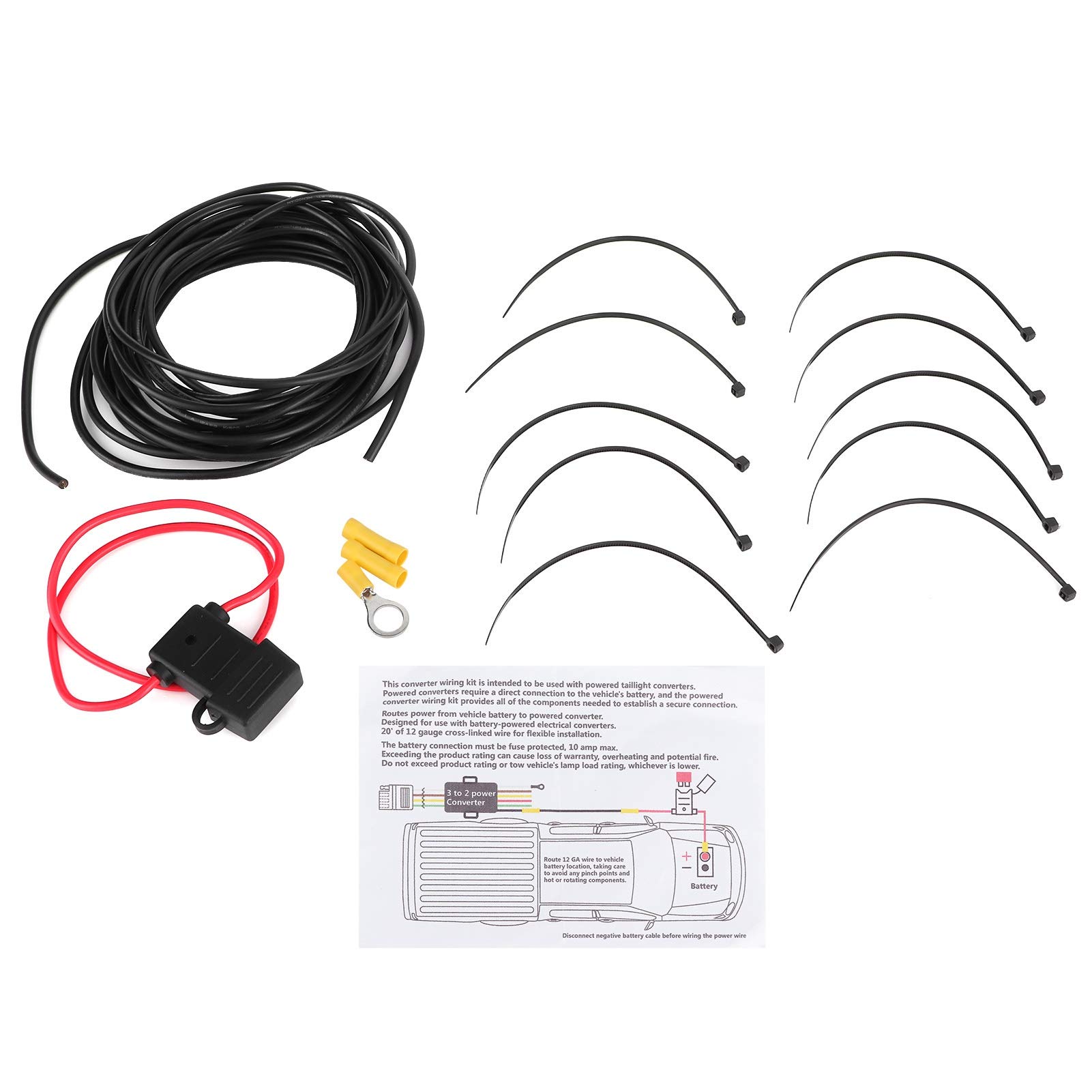 Anhänger-Kabelbaum-Konverter-Set, 10 A, Sicherheitsvorrichtung, 12 AWG-Kabel 55151, praktische Installation für die Fahrzeugaufrüstung von ETAINGYEUN