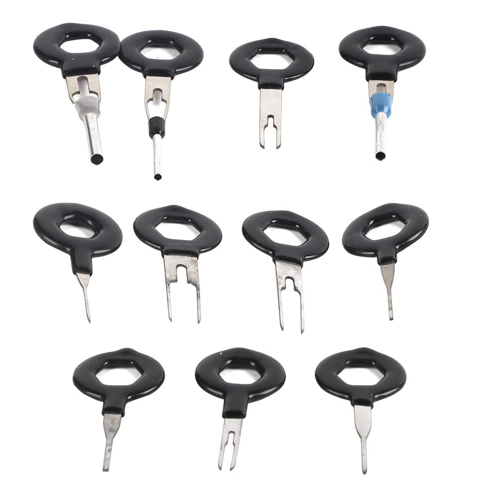 Auto-Kabelbaum-Steckerklemmen-Ausziehwerkzeug-Set für Auto-Kabelstecker-Reparatur, Überprüfung und Entfernung, leicht, tragbar, 11-teilig, Schwarz, Silber von ETAINGYEUN