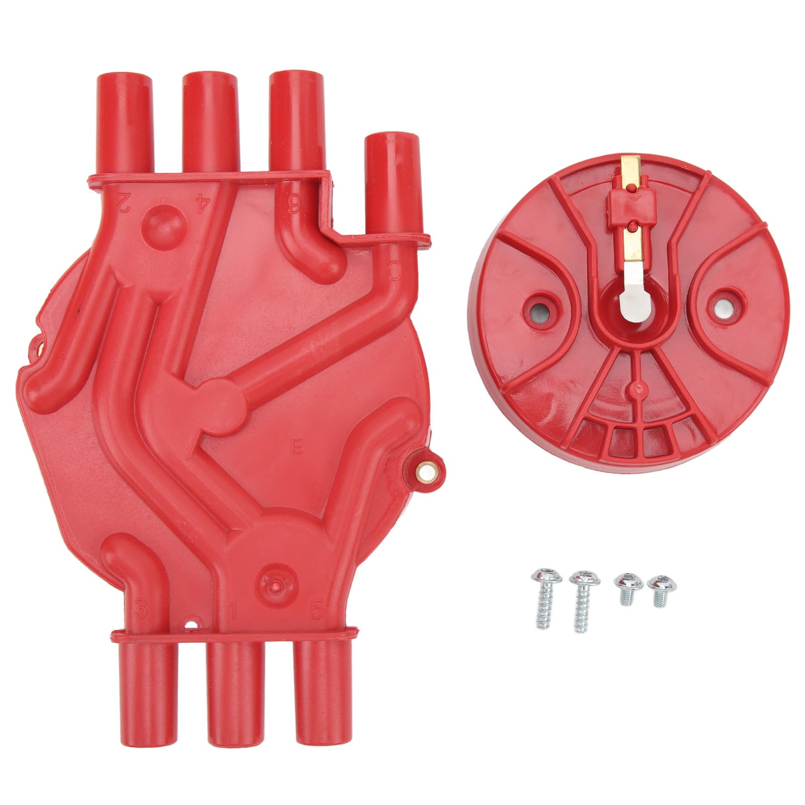 Auto-Zündverteilerkappen-Rotor-Kit 120142 Set für Blazer, langlebiges Krabben-Design im Sockel-Stil, ideal für Autoreparaturen, hochfestes Messingmaterial, einfache (Rot) von ETAINGYEUN