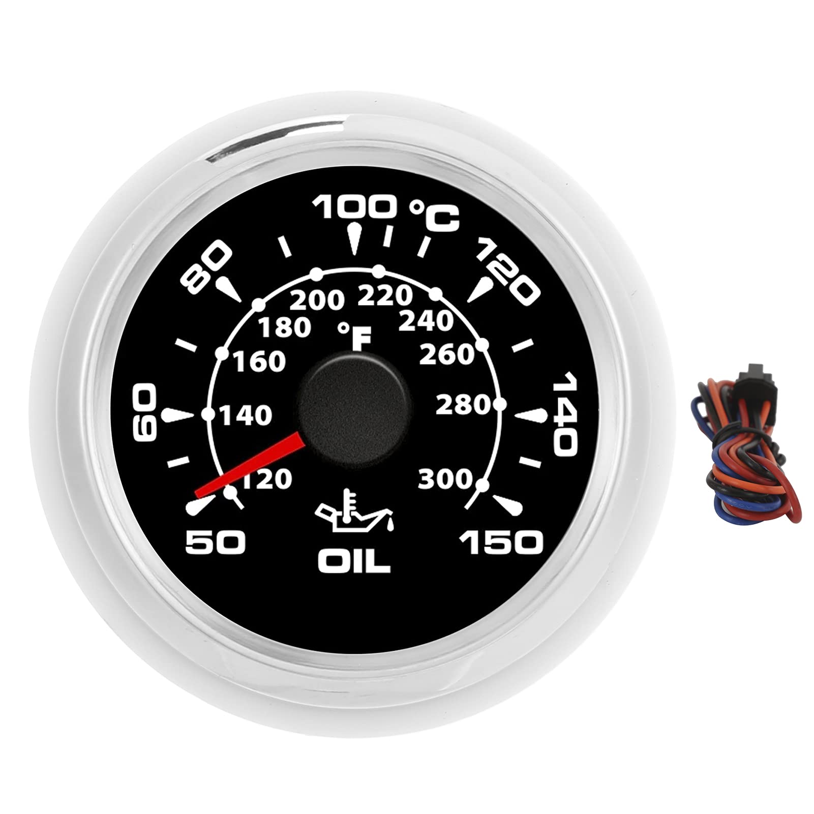 Digitale Öltemperaturanzeige 361 19 Ohm Display 8 Farben Hintergrundbeleuchtung Schwarzes Zifferblatt Silberne Lünette für Fahrzeugmodifikation von ETAINGYEUN