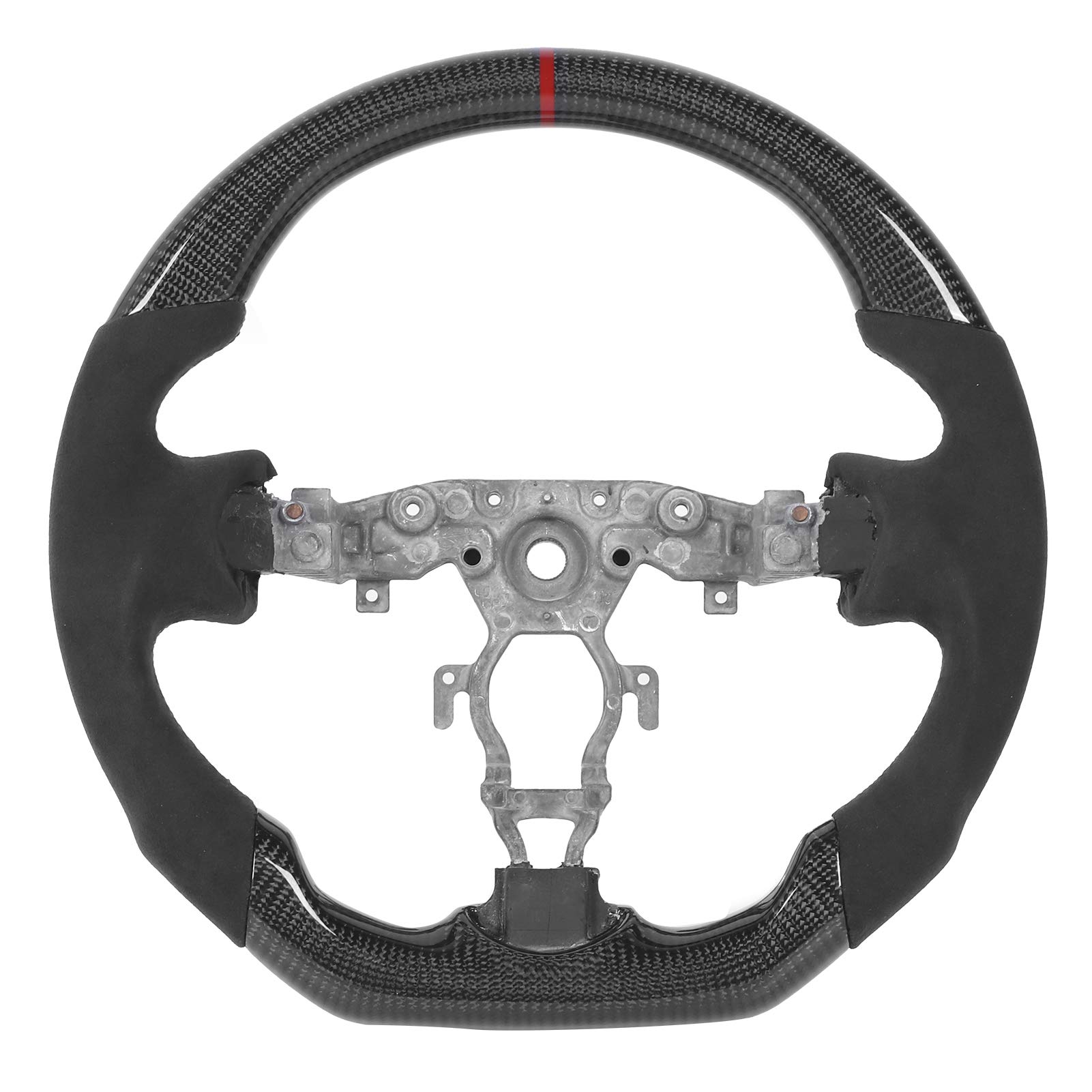 Kohlefaser-Lenkrad, Wildleder, rote Nähte, Upgrade-Rennlenkrad 370z 2009 2020 von ETAINGYEUN