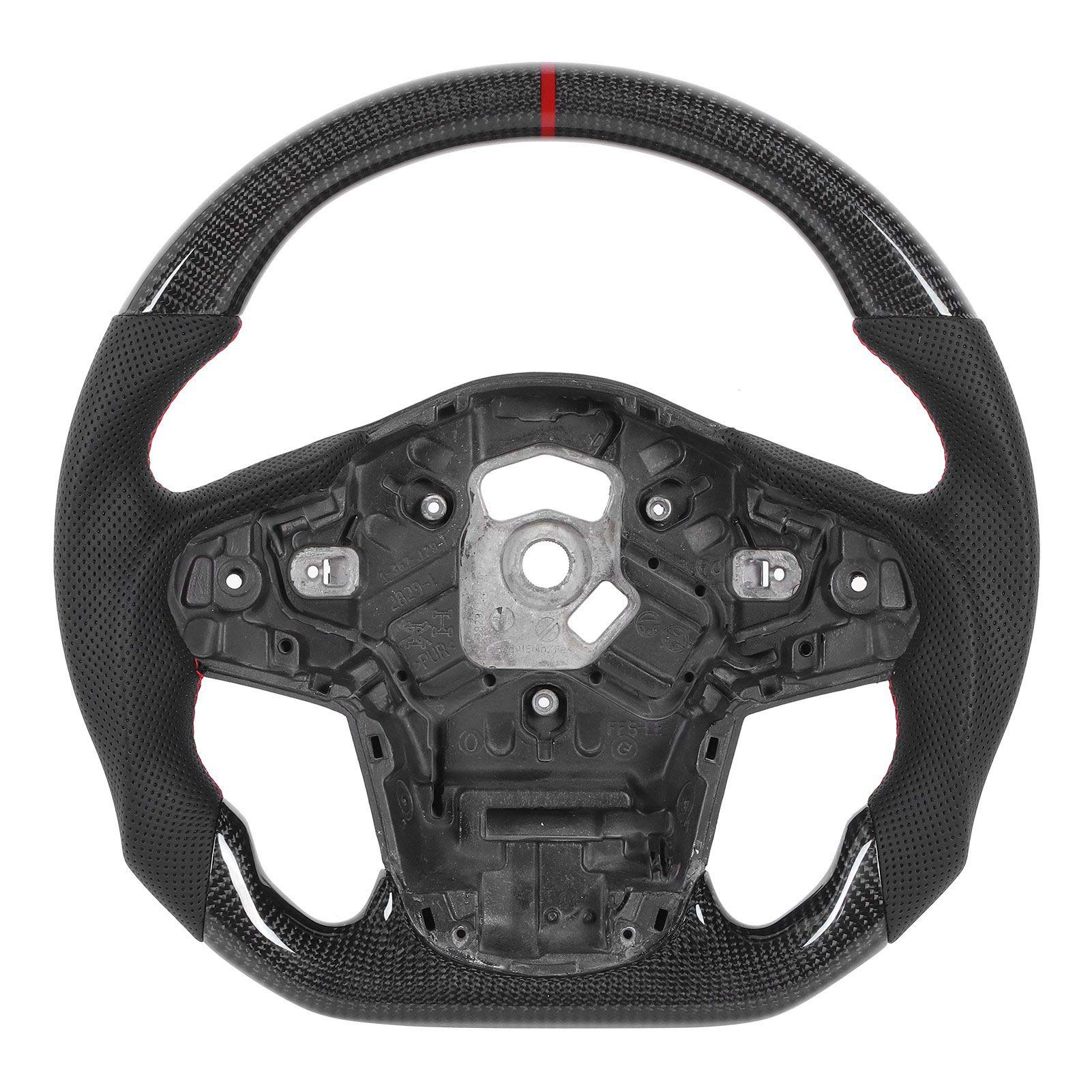 Kohlefaser-Lenkrad, perforiertes Leder, passend für GR A90 2020+, ergonomisches D-Type-Renndesign mit flacher Unterseite von ETAINGYEUN