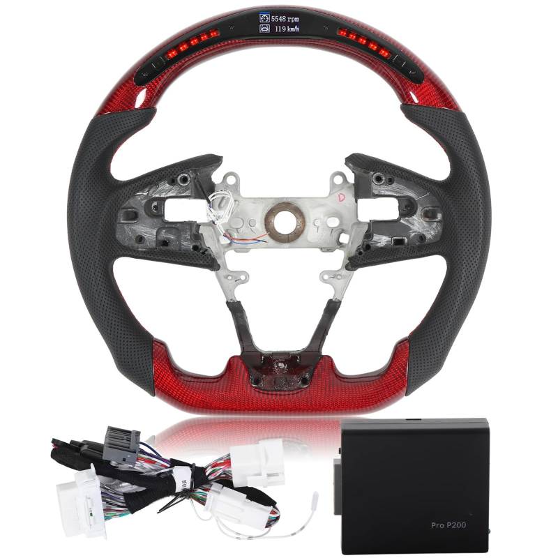 Led-anzeige Rot Carbon Faser Lenkrad Ersatz Racing Design Flache Unterseite Fc Typ R Fk8 2016-2021 Us von ETAINGYEUN