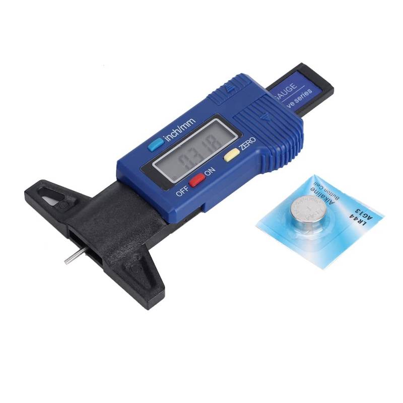 Radgewindetiefenmesser 0~25,4 mm Reifentiefenmesser für Autos Legierung Weiß/Schwarz/Blau Reifenprofilmesser (Blau) von ETAINGYEUN