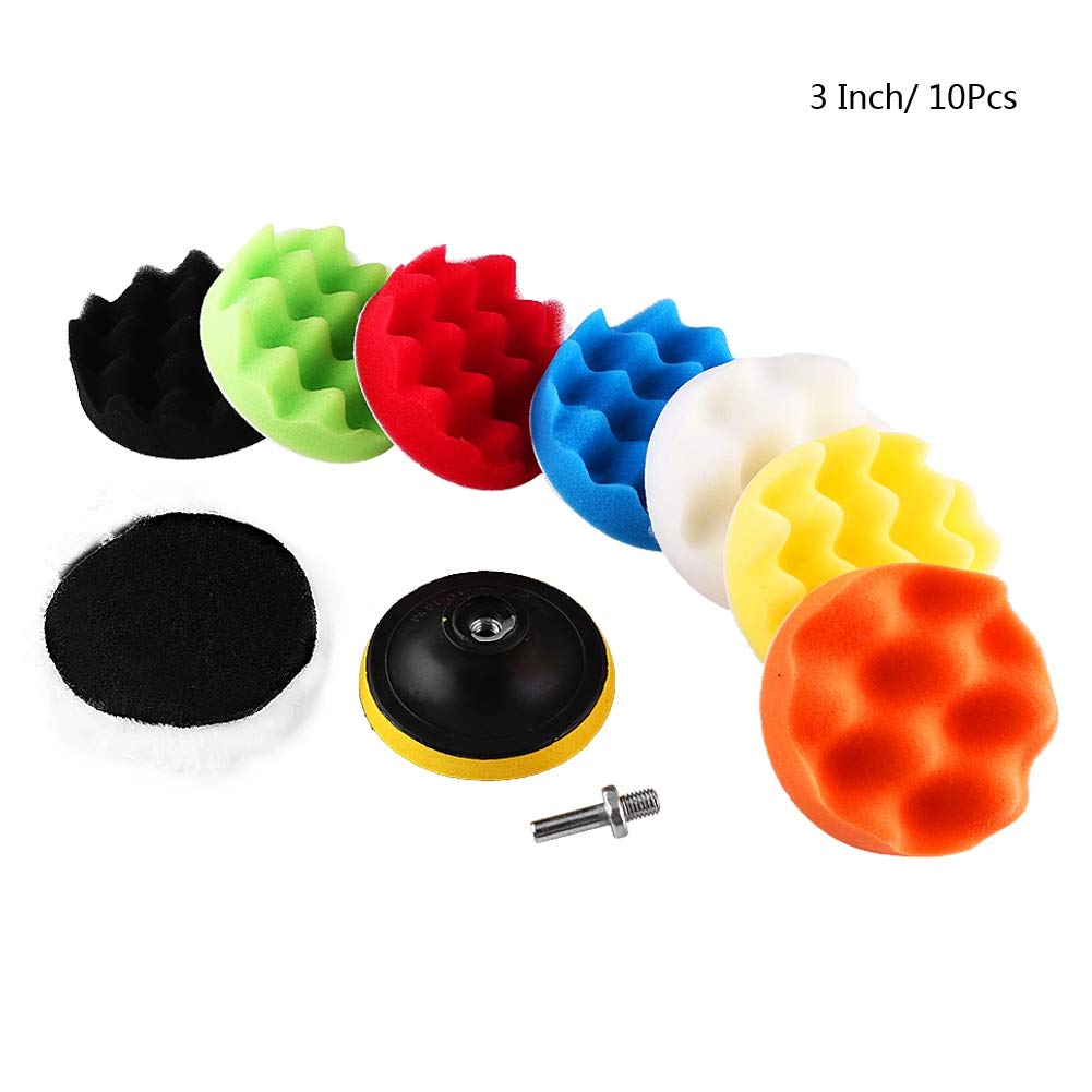 Schwamm Polieren Polieren Wachsen Pad Kit Professionelle Auto Polierer Puffer Bohrer Adapter (3 Zoll) von ETAINGYEUN