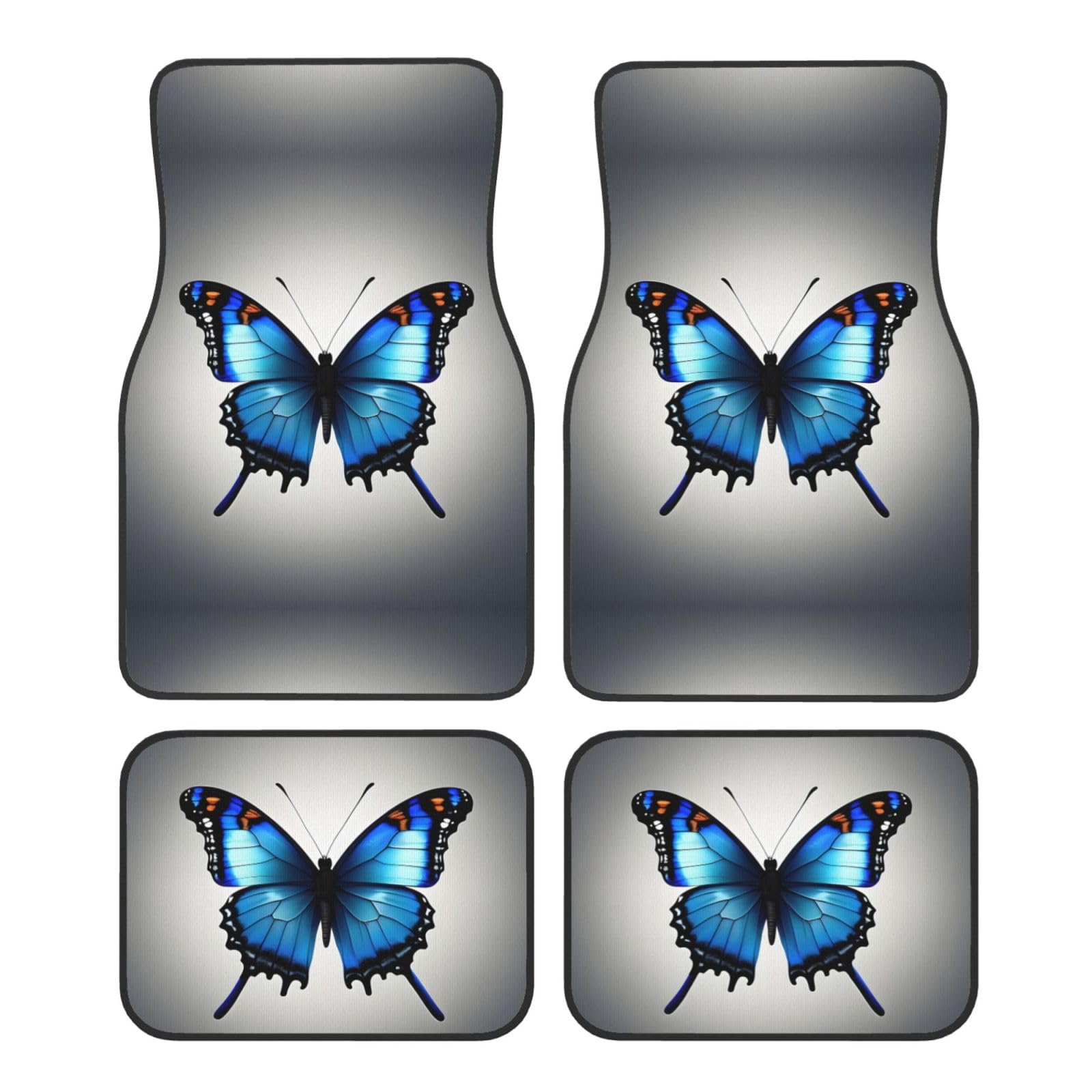 One Blue Butterfly Print Universal Auto Fußmatten, 4-teiliges Set in klassischen Autoteppichmatten, Polyester Automatten von ETASUIOL