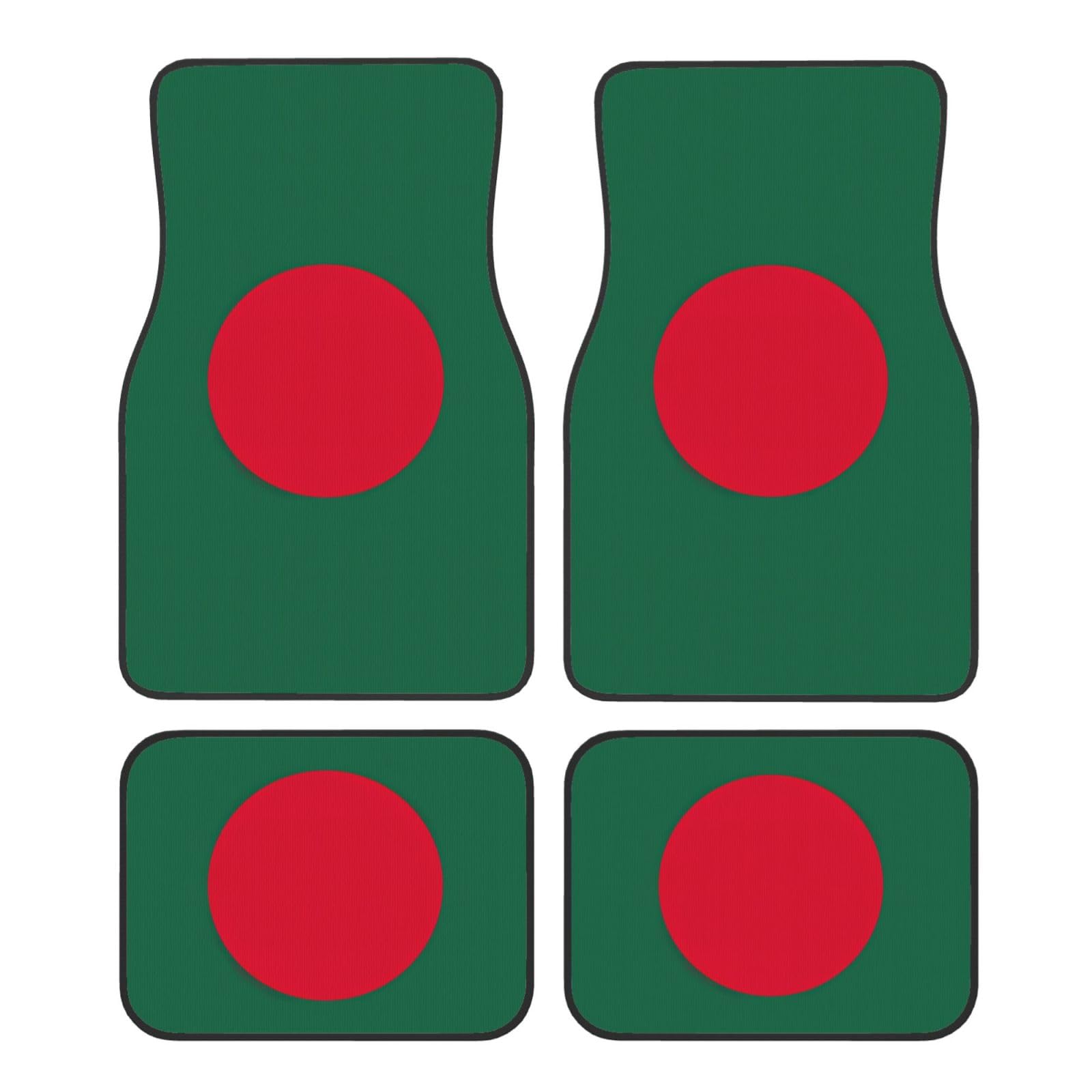 Universelle Auto-Fußmatten, Motiv: Flagge von Bangladesch, 4-teiliges Set in klassischen Autoteppichmatten, Polyester-Automatten von ETASUIOL