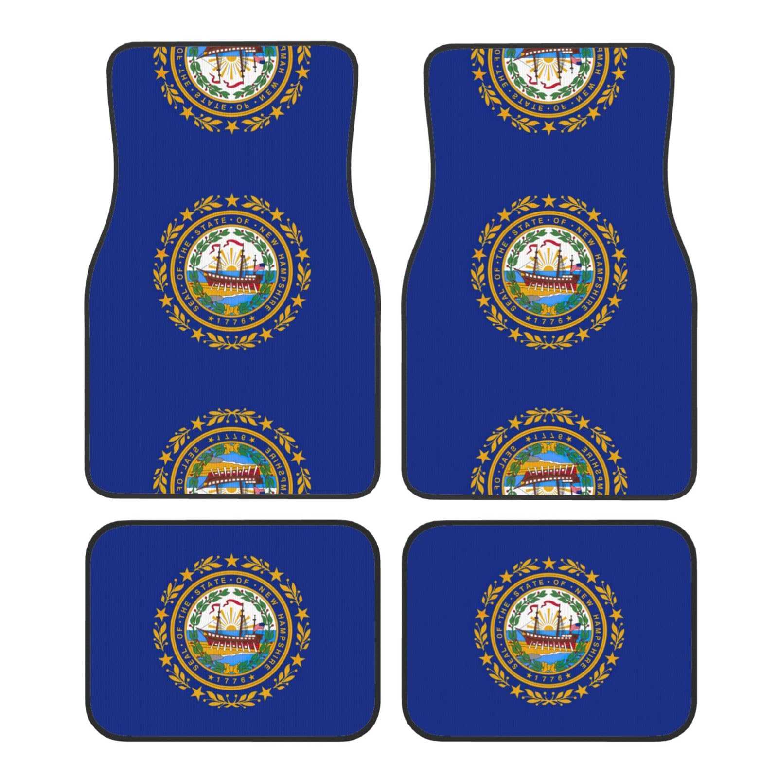 Universelle Auto-Fußmatten, Motiv: New Hampshire State Flagge, 4-teiliges Set in klassischen Autoteppichmatten, Polyester-Fußmatten von ETASUIOL