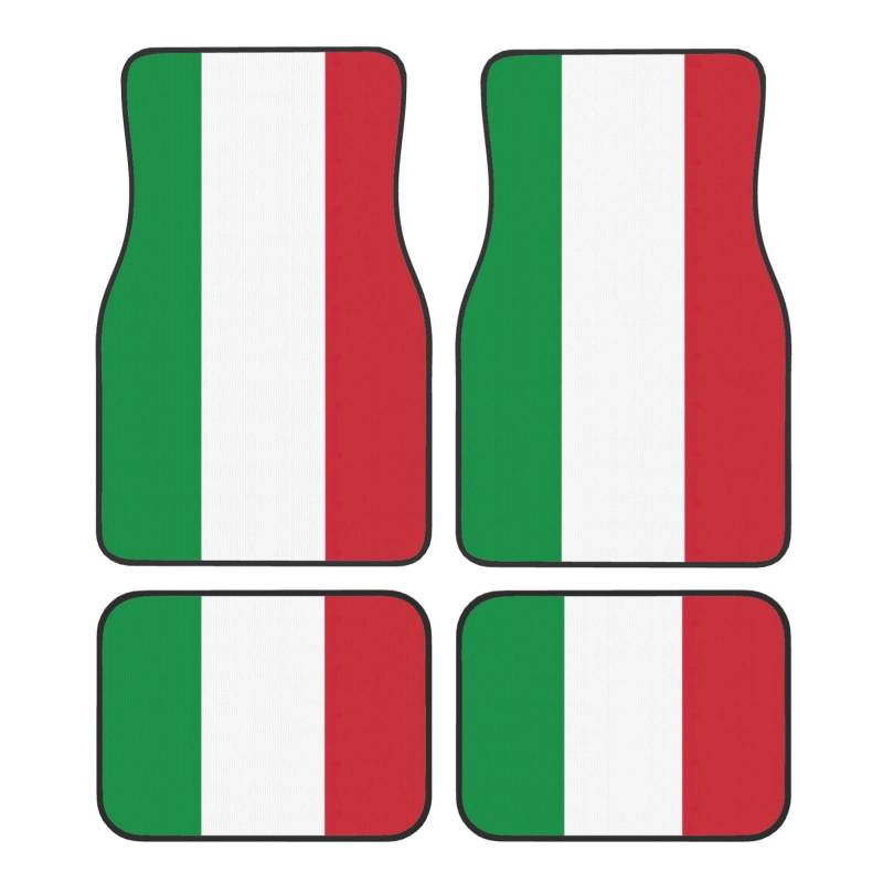 Universelle Auto-Fußmatten mit italienischer Flagge, 4-teiliges Set in klassischen Autoteppichmatten, Polyester-Automatten von ETASUIOL