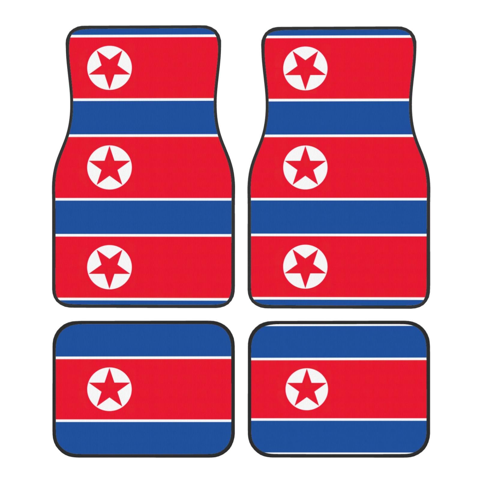 Universelle Auto-Fußmatten mit koreanischer Flagge, 4-teiliges Set in klassischen Autoteppichmatten, Polyester-Automatten von ETASUIOL