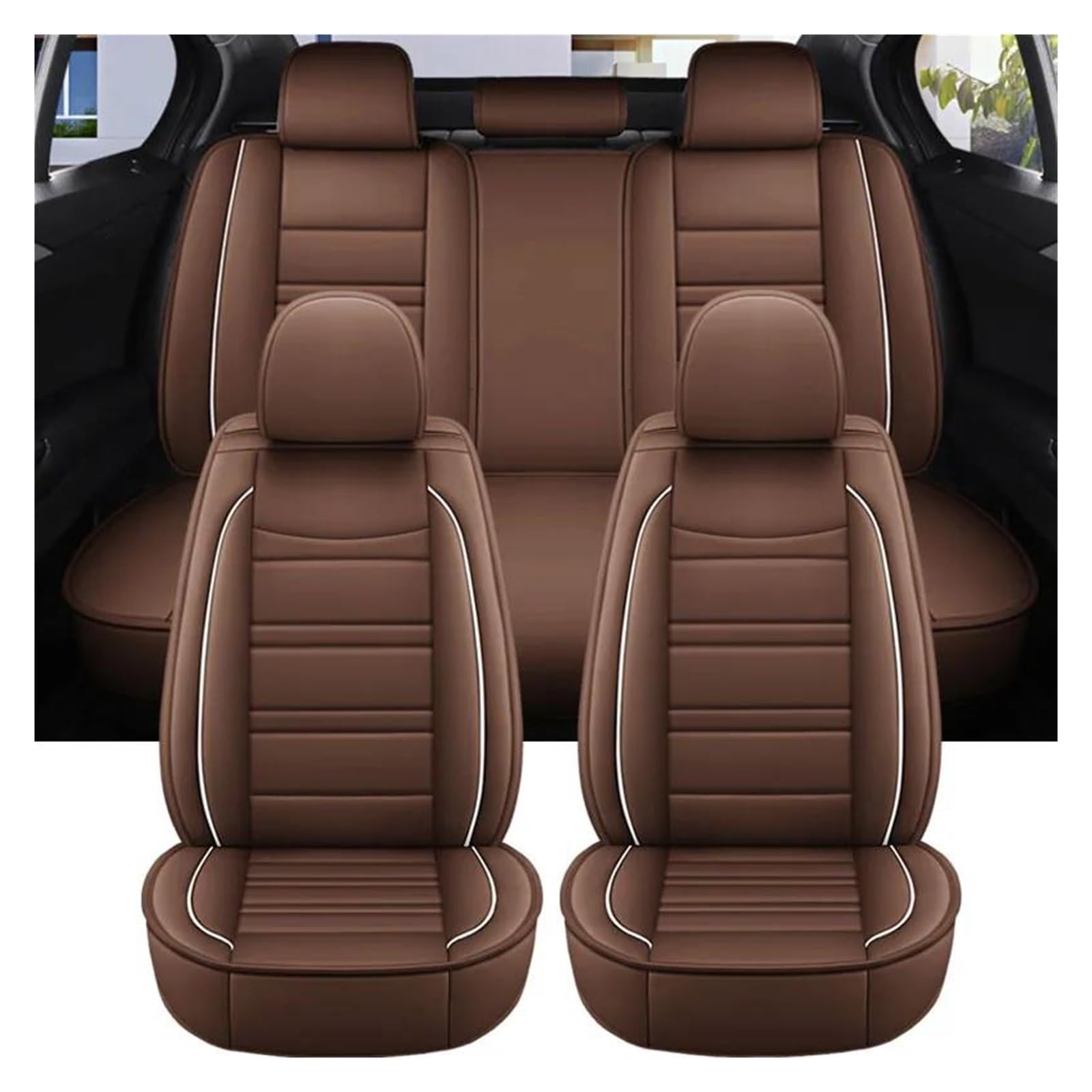 ETEKGVYVA Auto-Sitzbezüge Für X1 Für F48 Custom Sitzbezug Auto Innensitzbezug Zubehör Auto-Schonbezüge(Brown) von ETEKGVYVA