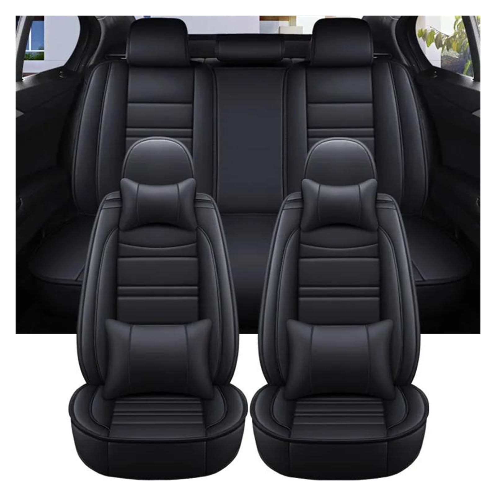 ETEKGVYVA Auto-Sitzbezüge Für X1 Für F48 Custom Sitzbezug Auto Innensitzbezug Zubehör Auto-Schonbezüge(Luxury All Black) von ETEKGVYVA