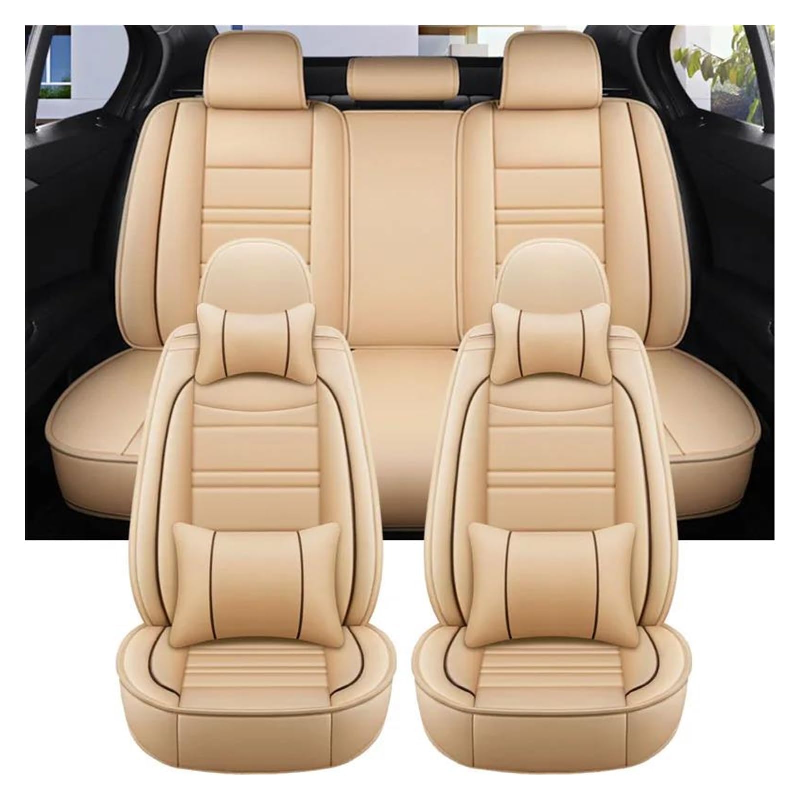 ETEKGVYVA Auto-Sitzbezüge Für X1 Für F48 Custom Sitzbezug Auto Innensitzbezug Zubehör Auto-Schonbezüge(Luxury beige) von ETEKGVYVA