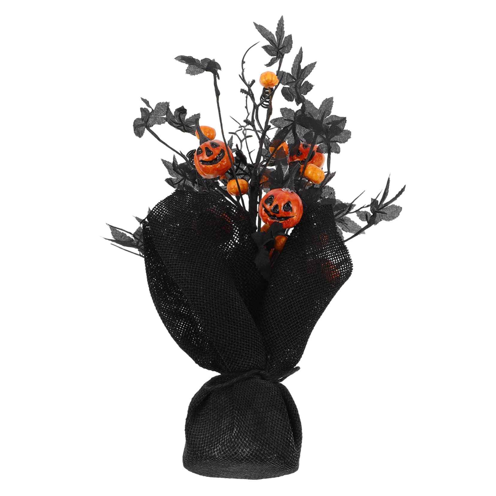 ETHZZLE Schwarzer Halloween-baumschmuck, Gruseliger Baum Mit Orangefarbenem Kürbis, Gruseliger Mittelpunkt Der Thanksgiving-Halloween-Party von ETHZZLE