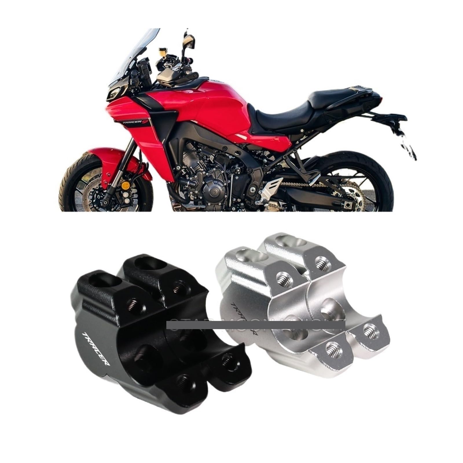 Lenkererhöhung Motorrad Lenker Riser Klemme Für Yamaha Tracer 9 / GT 2021 2022 2023 2024 Griff Bar Rückwärts Bewegung Adapter(Black-No Logo) von ETIGBG