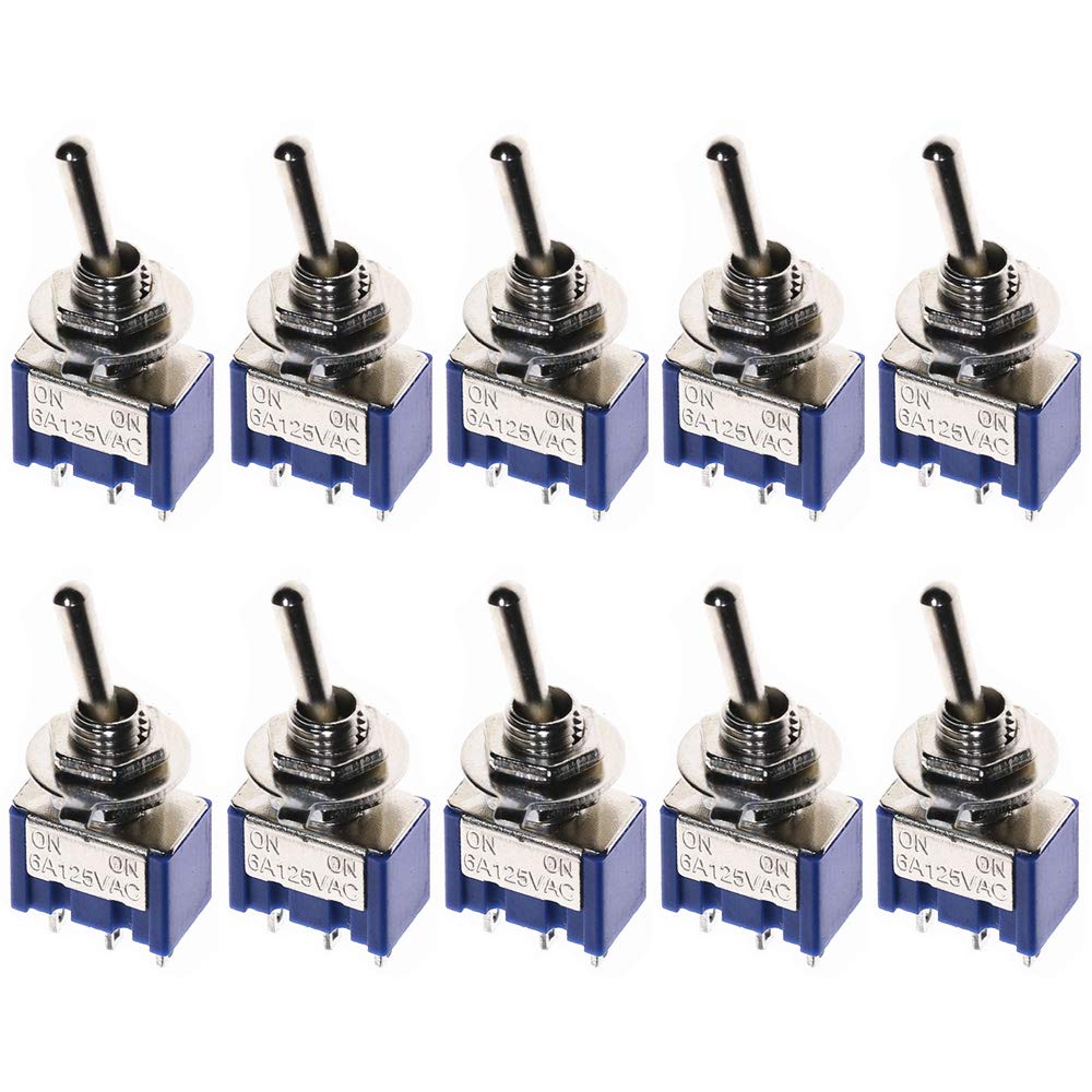 ETOPARS 10 Stück Blau Mini Miniatur Kippschalter EIN-EIN 6A 125V / 3A 250V 3 Kontakte SPDT 2 Position Auto Armaturenbrett Wippschalter Lötanschluss von ETOPARS