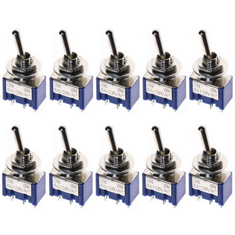 ETOPARS 10 Stück Blau Mini Miniatur Kippschalter EIN-EIN 6A 125V / 3A 250V 3 Kontakte SPDT 2 Position Auto Armaturenbrett Wippschalter Lötanschluss von ETOPARS