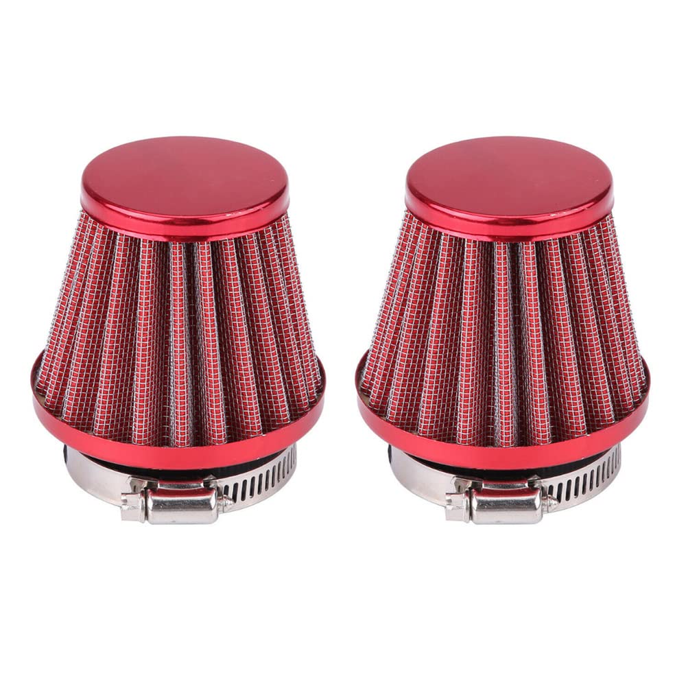 ETOPARS 2 X Rot Motorrad Luftfilter Universeller Motorrad Lufteinlassfilter Kit 42mm 43mm 44mm Auto Ansaugluftfilter Luftfilterinduktion Vergaser Offroad von ETOPARS