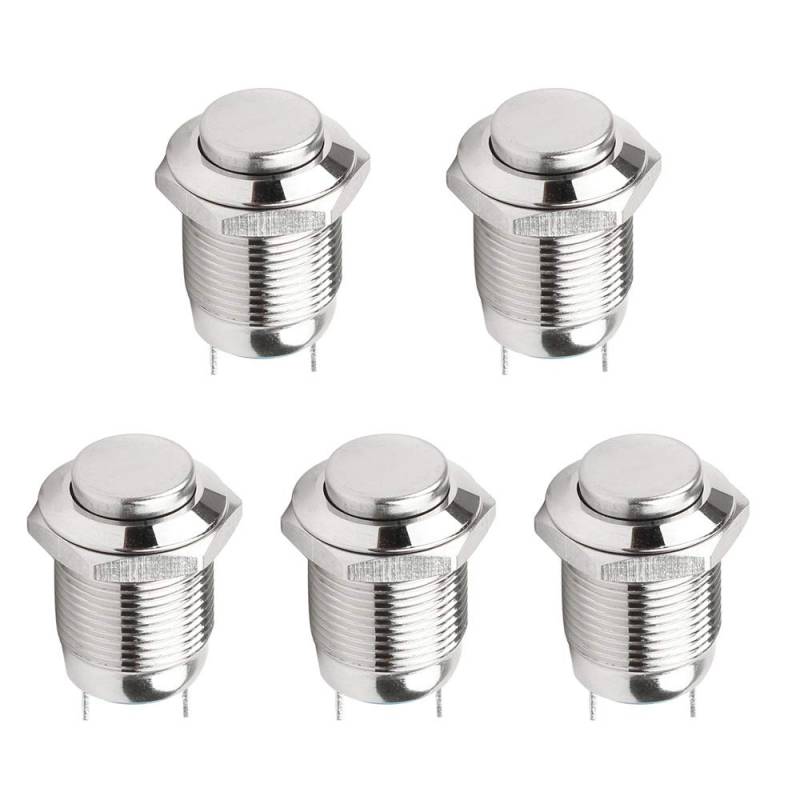 ETOPARS 5 X 12mm Metall Druckknopf Schalter Wasserdichter Momentan Kippschalter EIN AUS 2Pin 3A 250V Runden Hoher Kopf Wippschalter von ETOPARS