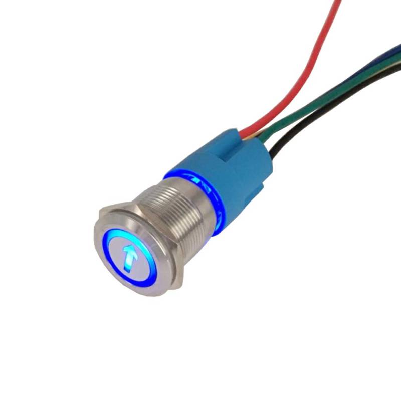 ETOPARS Rostfreier Stahl 19mm KFZ Kippschalter Wippschalter Druckschalter Schalter Momentan 12V Blau Licht Pfeil Steckdose Stecker von ETOPARS