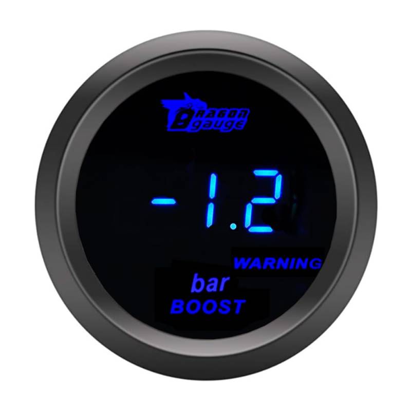 ETOPARS Universelle Auto Ladedruckanzeige 2Zoll 52mm Auto Turbo Boost Messgerät Digitales Bar Boost Anzeige Blau Lichtanzeige Instrument Rauchtönung Len von ETOPARS