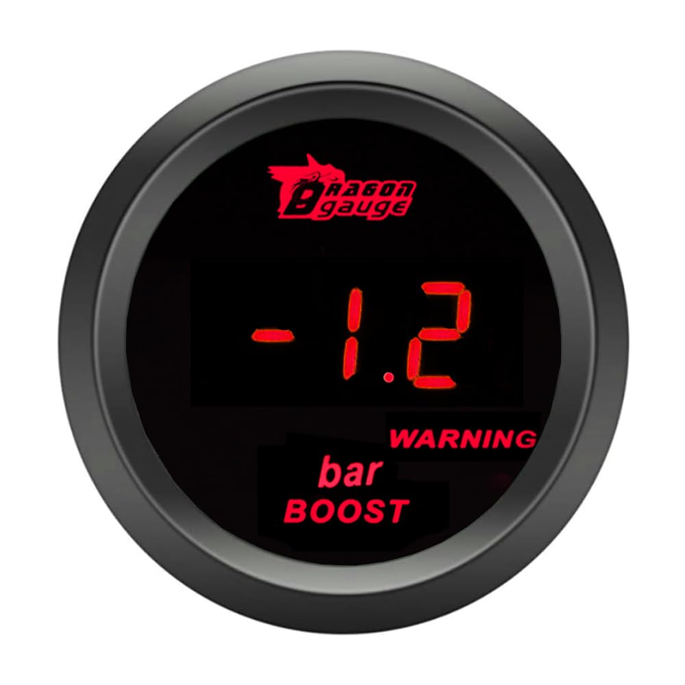 ETOPARS Universelle Auto Ladedruckanzeige 2Zoll 52mm Auto Turbo Boost Messgerät Digitales Bar Boost Anzeige Rot Lichtanzeige Instrument Rauchtönung Len von ETOPARS