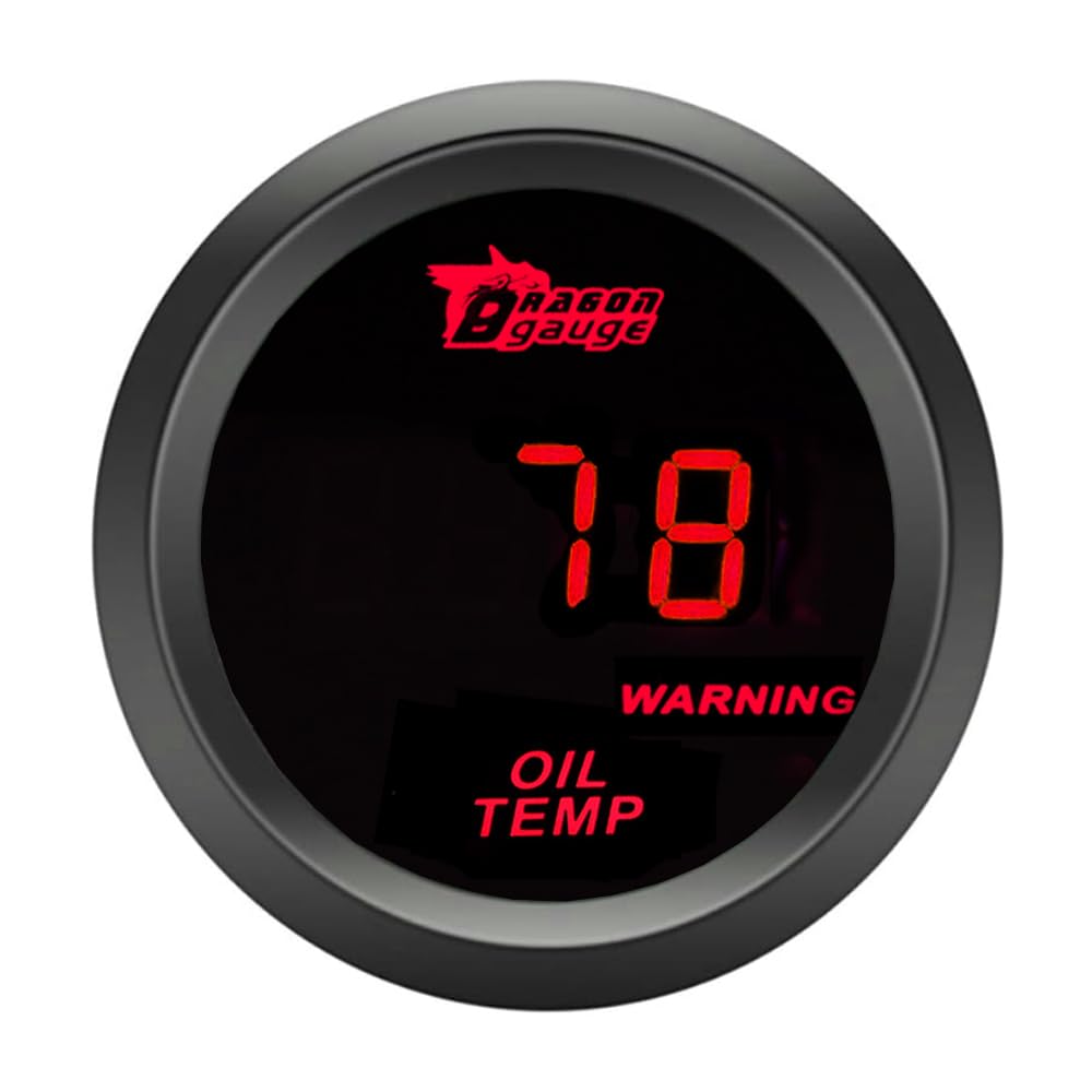 ETOPARS Universelle Auto Öltemperaturanzeige 2Zoll 52mm Auto Öltemperatur Messgerät Digitales Celsius Öl Temperatur Anzeige Öltemp Rot Lichtanzeige Instrument Rauchtönung Len von ETOPARS