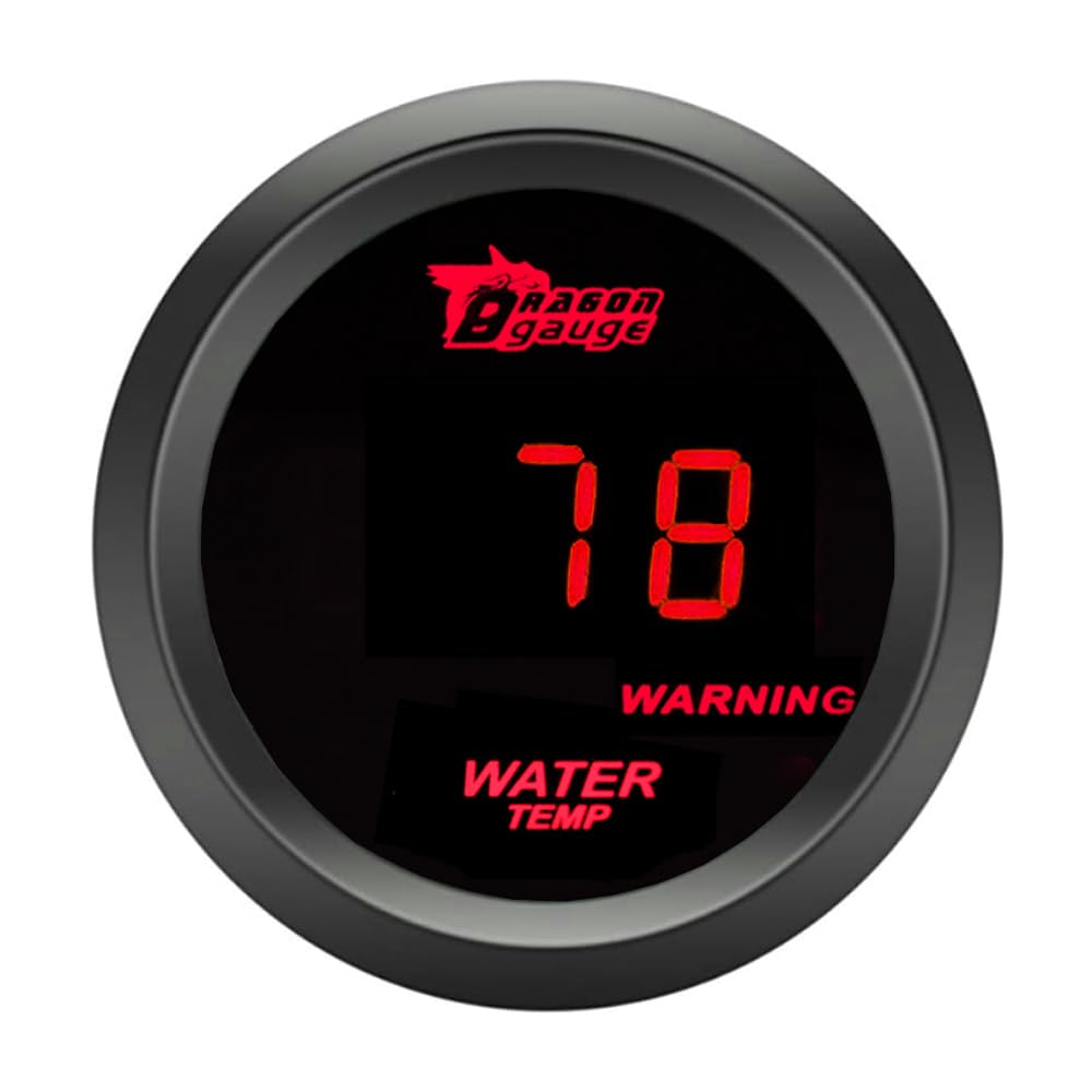 ETOPARS Universelle Auto Wassertemperaturanzeige 2Zoll 52mm Auto Wassertemperatur Messgerät Digitales Celsius Wasser Temperatur Anzeige Rot Lichtanzeige Instrument Rauchtönung Len von ETOPARS