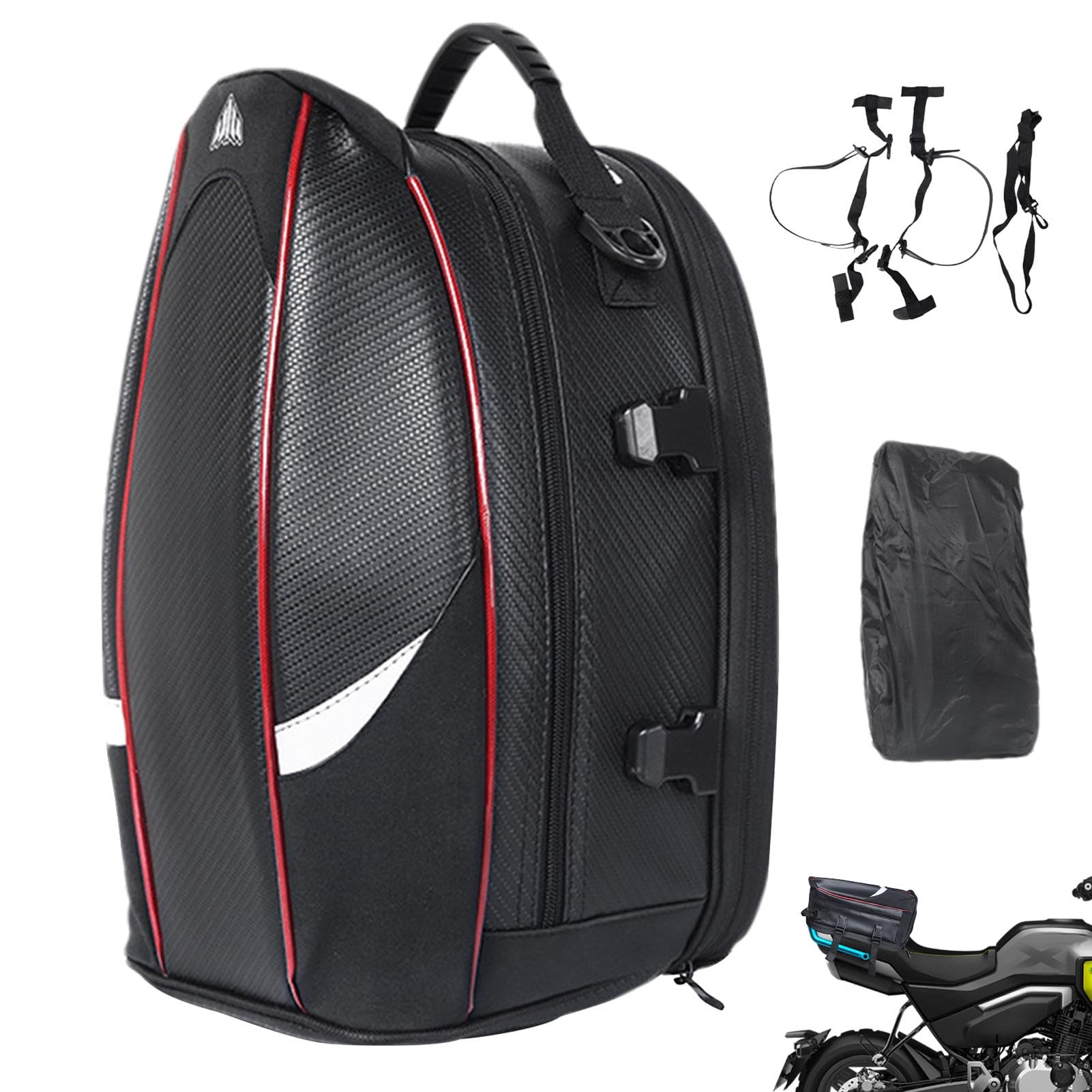 ETUCYNG Motorradtaschen für den Rücksitz, Motorradsitztasche - Erweiterbarer Motorrad-Rücksitzrucksack,Motorradtaschen, Satteltasche für Motorräder, Wochenendreisen von ETUCYNG