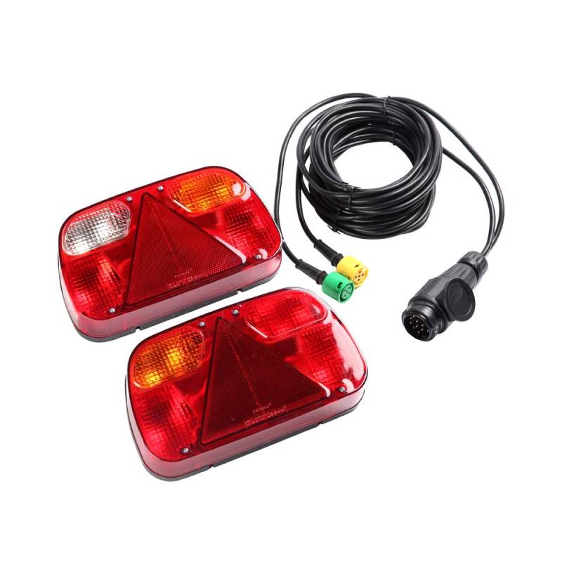 ETUKER 1Pair Anhänger Rückleuchten Kit Anhänger Rückleuchte, 12V Universal Wasserdichte Anhänger Rücklicht Kit, Mit 13 Polig Stecker 2 Stück 5,5m lang 5 Poilg Kabel, Für Wohnwagen/RV/LKW/Anhänger von ETUKER