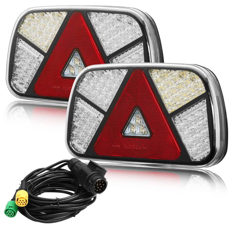 ETUKER 1Pair LED Anhänger Rückleuchten Kit,Anhänger Rückleuchte, 12V Universal Wasserdichte Anhänger Rücklicht Kit, verkabelt mit 13 poligem Stecker - 4 m Kabel,für Wohnwagen/RV/LKW/Anhänger von ETUKER